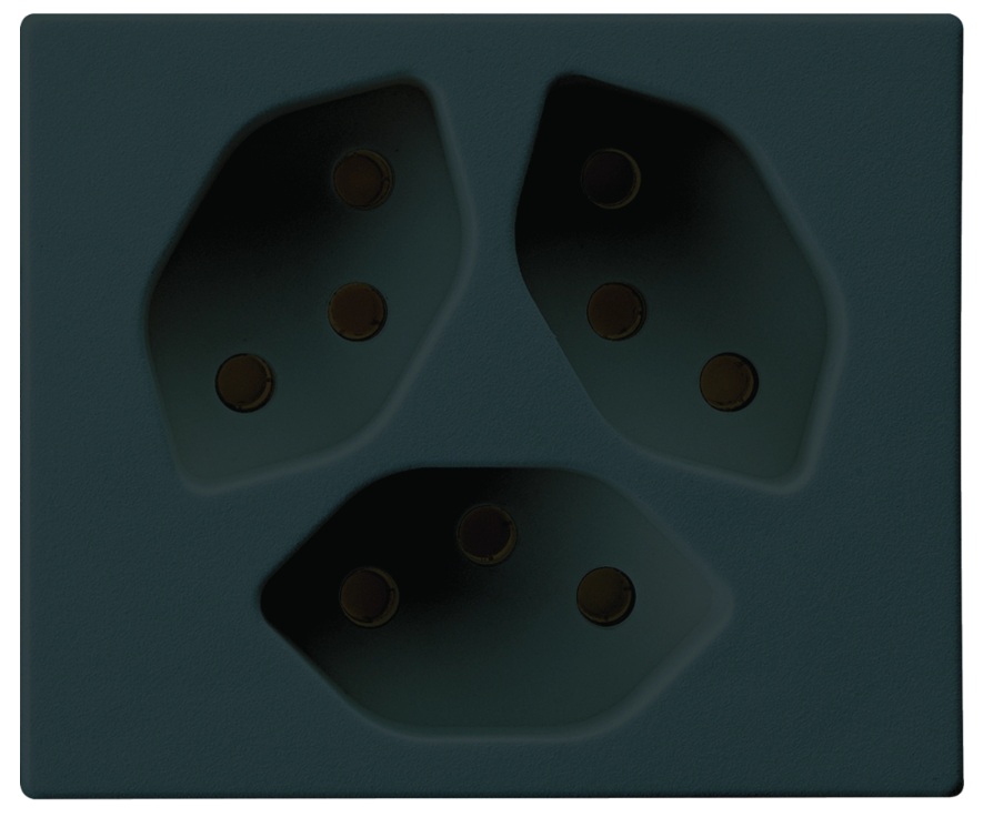 Produktbild FLF 313 102  -  FLF-Steckdose 3xT13-parallel, schwarz mit Steckklemmen